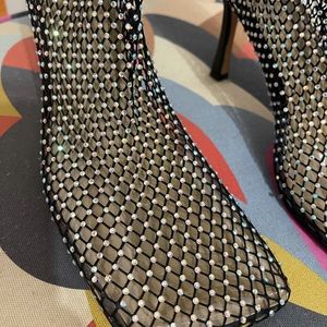 Embellished fishnet booties size 10